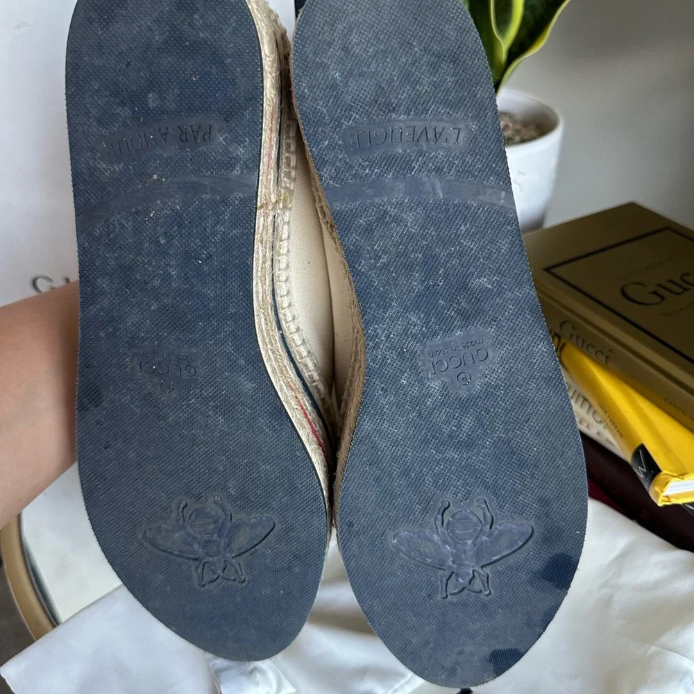 Gucci Lillibeth Lace Up Platform Espadrilles Canvas Shoes - Picture 7 of 10